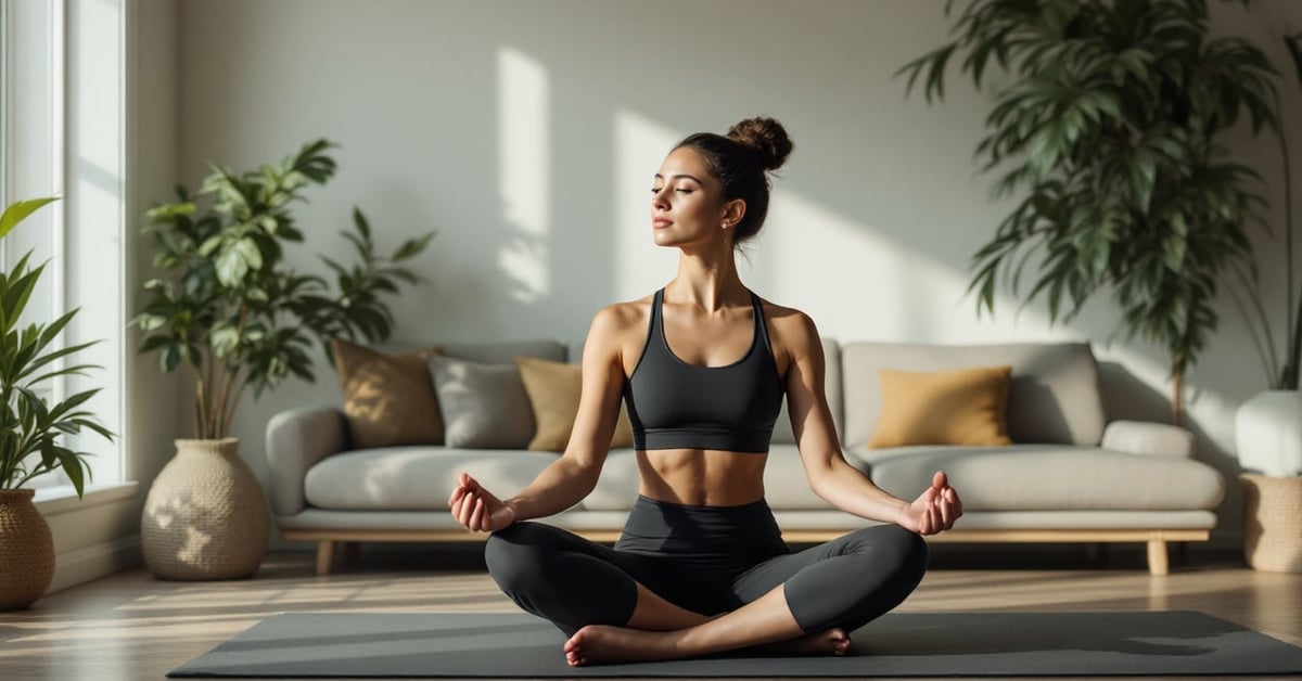 Cours de yoga à proximité : femme pratiquant le yoga dans un studio moderne et lumineux