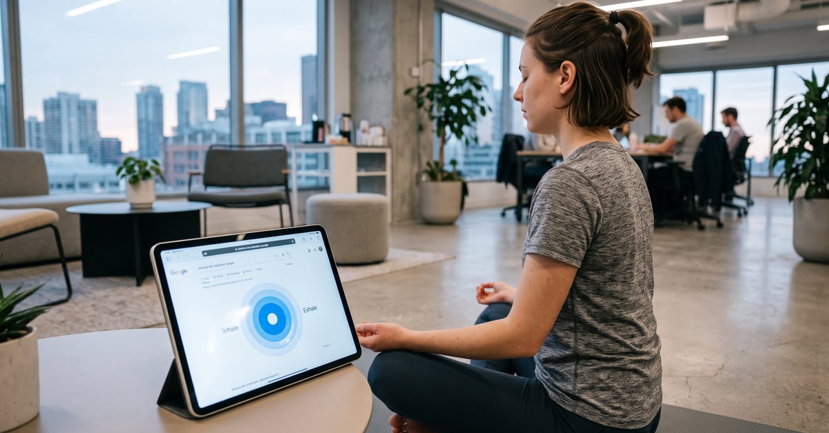 Exercice de respiration guidé sur Google, pratique de relaxation et bien-être en ligne
