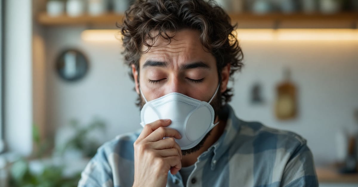 Personne en difficulté respiratoire avec sifflement audible à la respiration