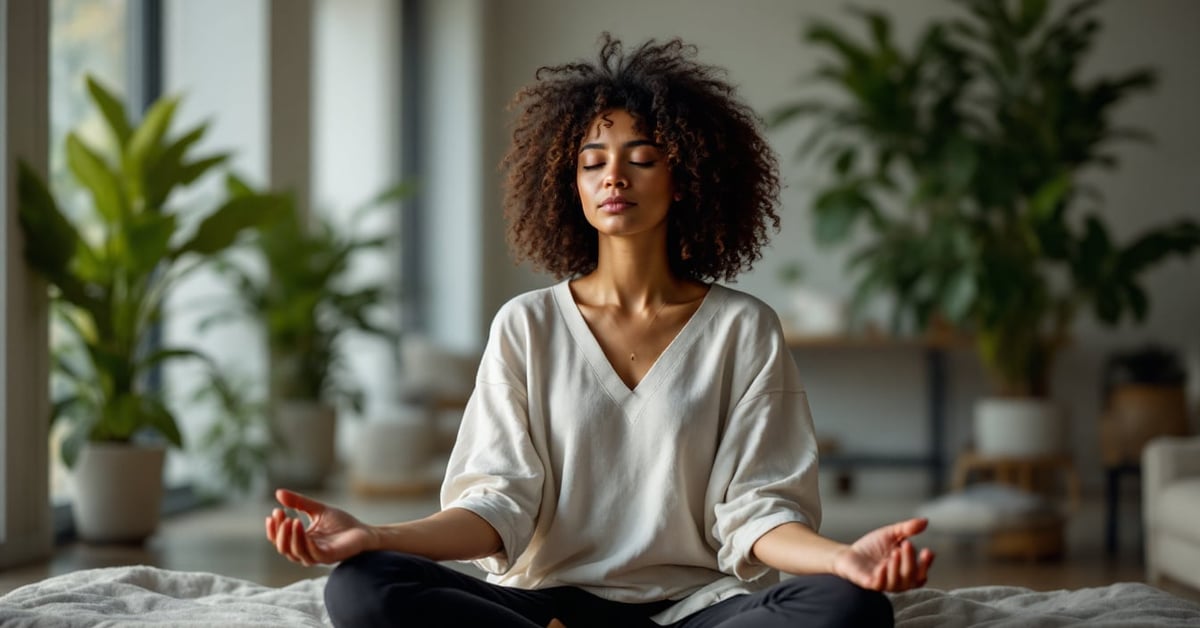 Méditation pour s'endormir : personne allongée paisiblement dans une chambre apaisante la nuit