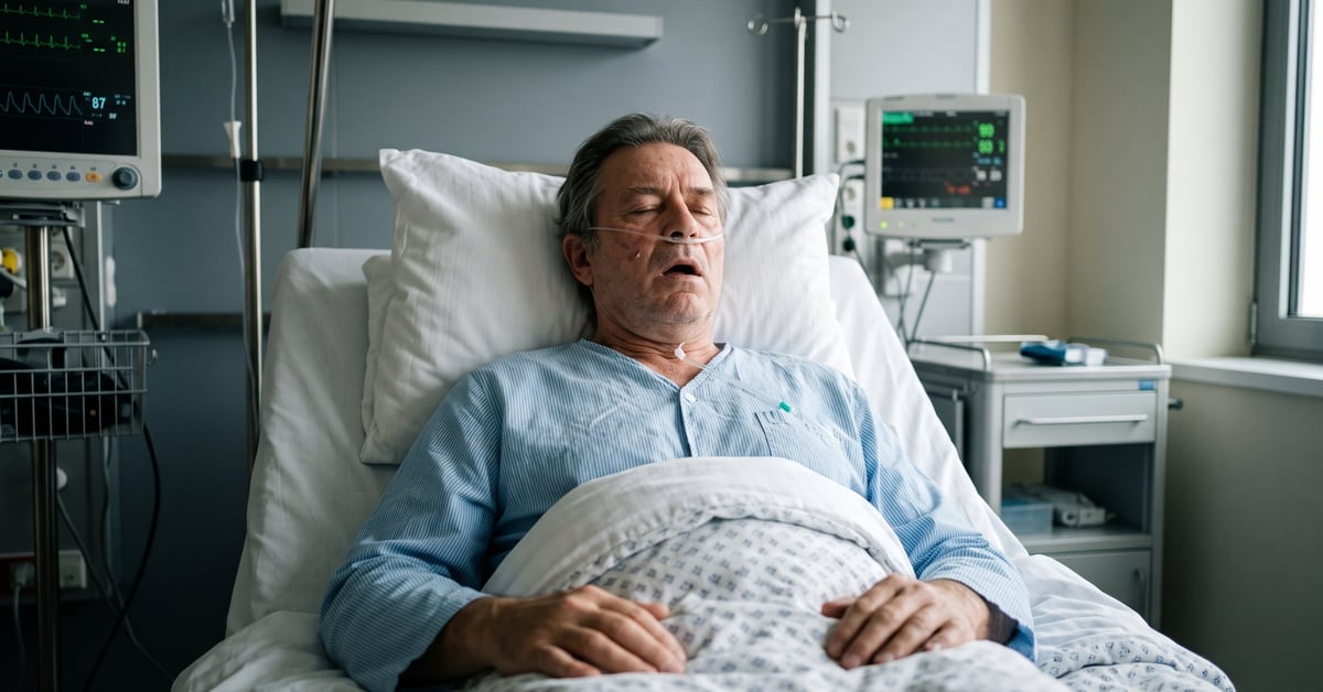 Respiration de Cheyne-Stokes : patient sous surveillance médicale avec monitoring respiratoire